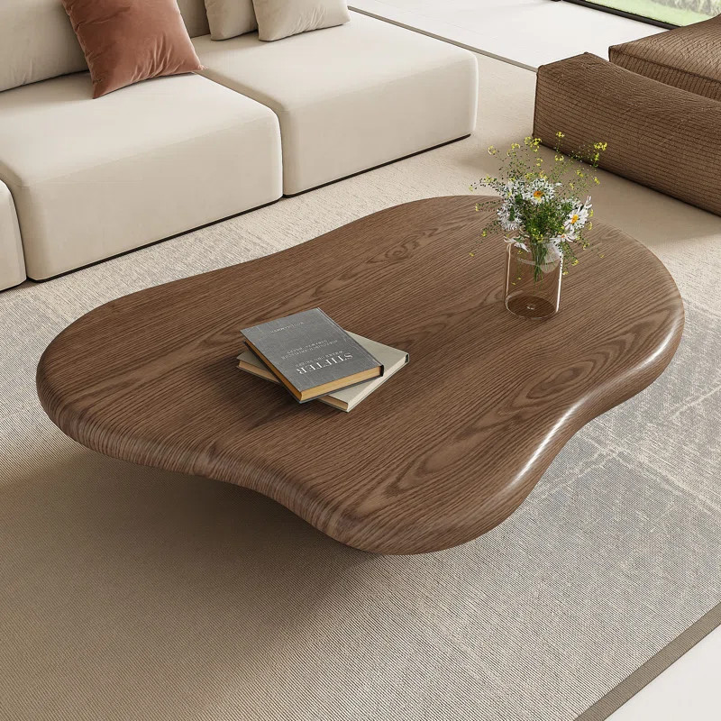 48.5" Rustic Wood Coffee Table, Round Coffee Table with Cloud Shaped Design Cloud Coffee Table Ma... | Wayfair North America