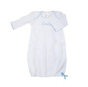 Paty Lap Gown - White with Blue Picot Trim | Ellifox