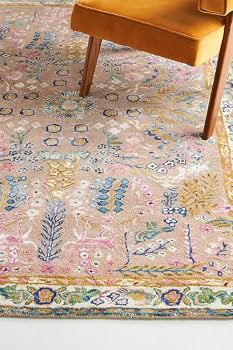 Floral Ivory Pink Color 8 x 10 Ft.Oriental Handmade Tufted & 100% Woollen Rug for Living Room, Be... | Amazon (US)