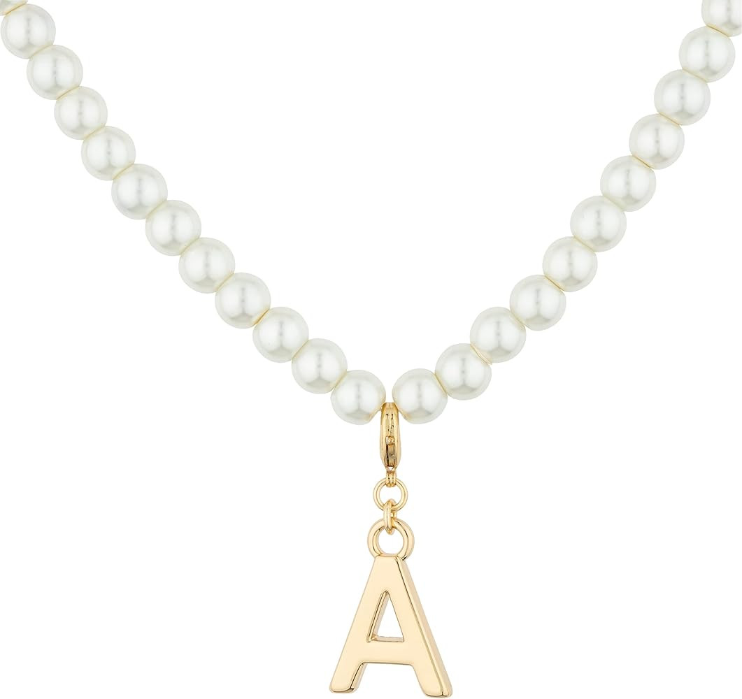 Wingirl Dainty 18K Gold Plated Initial Pearls Chain Necklace for Women Girls, 16''+3.5'' Length 0... | Amazon (US)