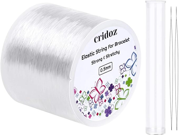 Stretchy String for Bracelets, Cridoz 0.5mm Clear Elastic String Stretch Cord Bracelet String wit... | Amazon (US)