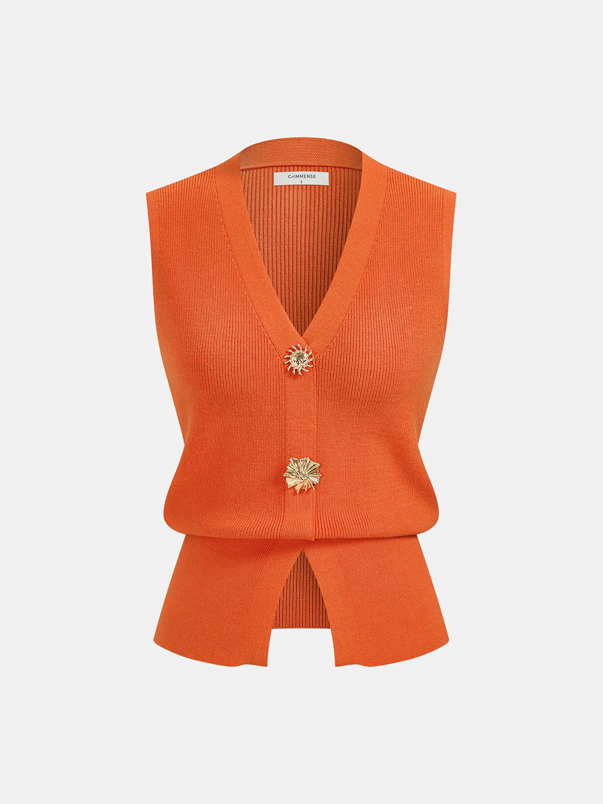 Decorative Button V Neck Knit Vest | Commense