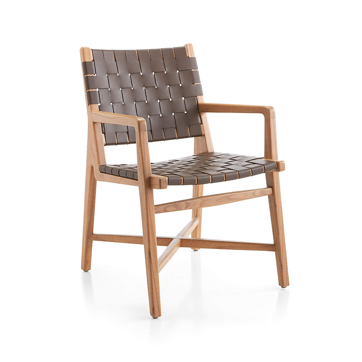 Taj Brown Woven Leather Dining Chair + Reviews | Crate & Barrel | Crate & Barrel