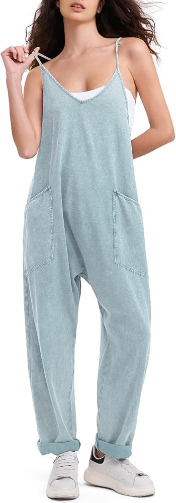 EXLURA Womens Casual Summer Jumpsuits 2024 Romper Bib Outfits Adjustable Straps Denim Overalls wi... | Amazon (US)