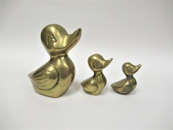 3 Vintage Brass Duck Family Figurines, Mama & Baby Ducklings Made in Taiwan, Solid Miniature Trio... | Etsy (US)