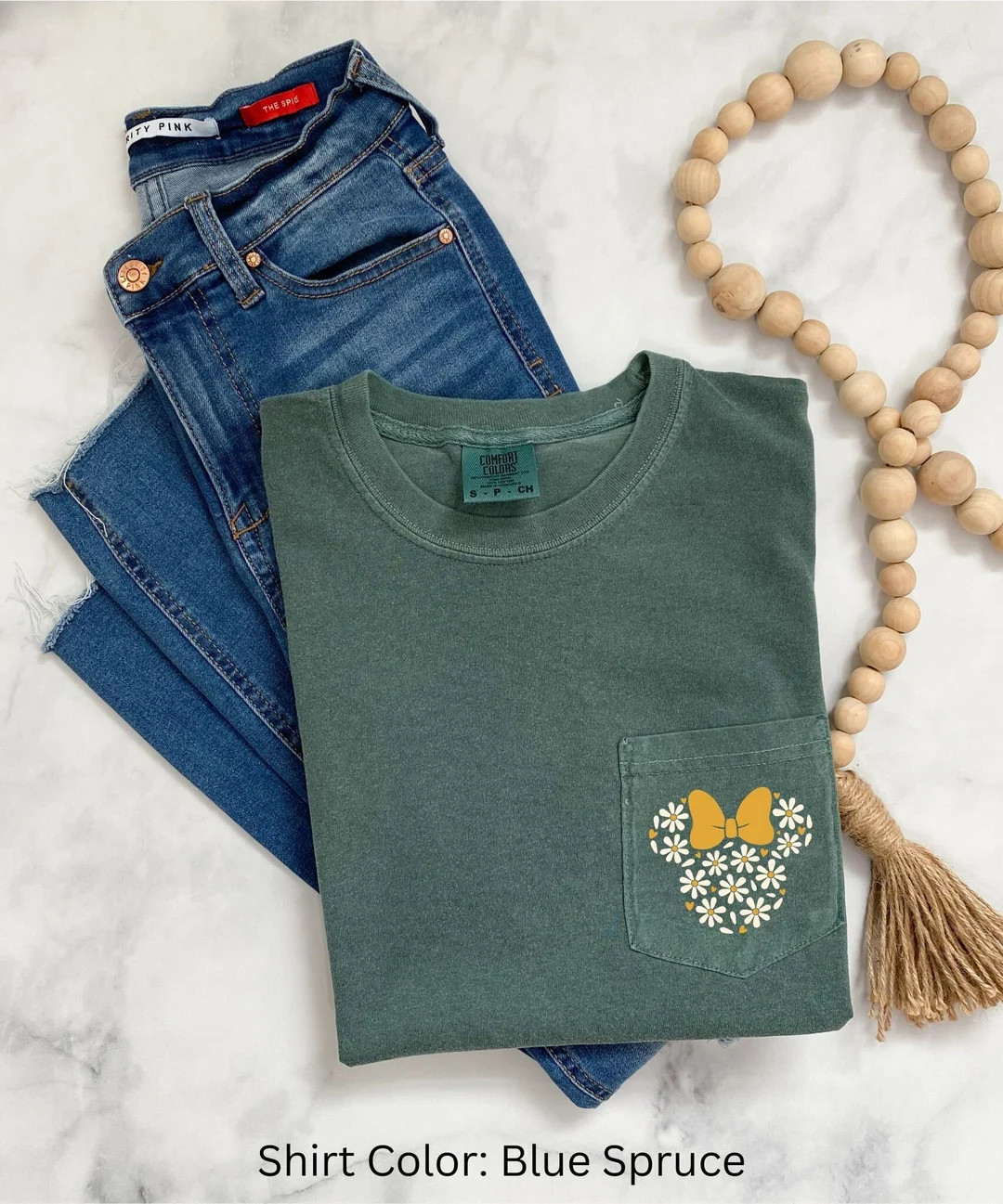 Vintage Flower Mickey Mouse Comfort Colors Pocket Tee, Disney Comfort Colors Shirt - Etsy | Etsy (US)