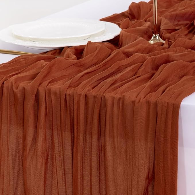 Socomi Terracotta Table Runner Spring Easter Cheesecloth Table Runner 170 inch Cheese Cloth 14FT ... | Amazon (US)