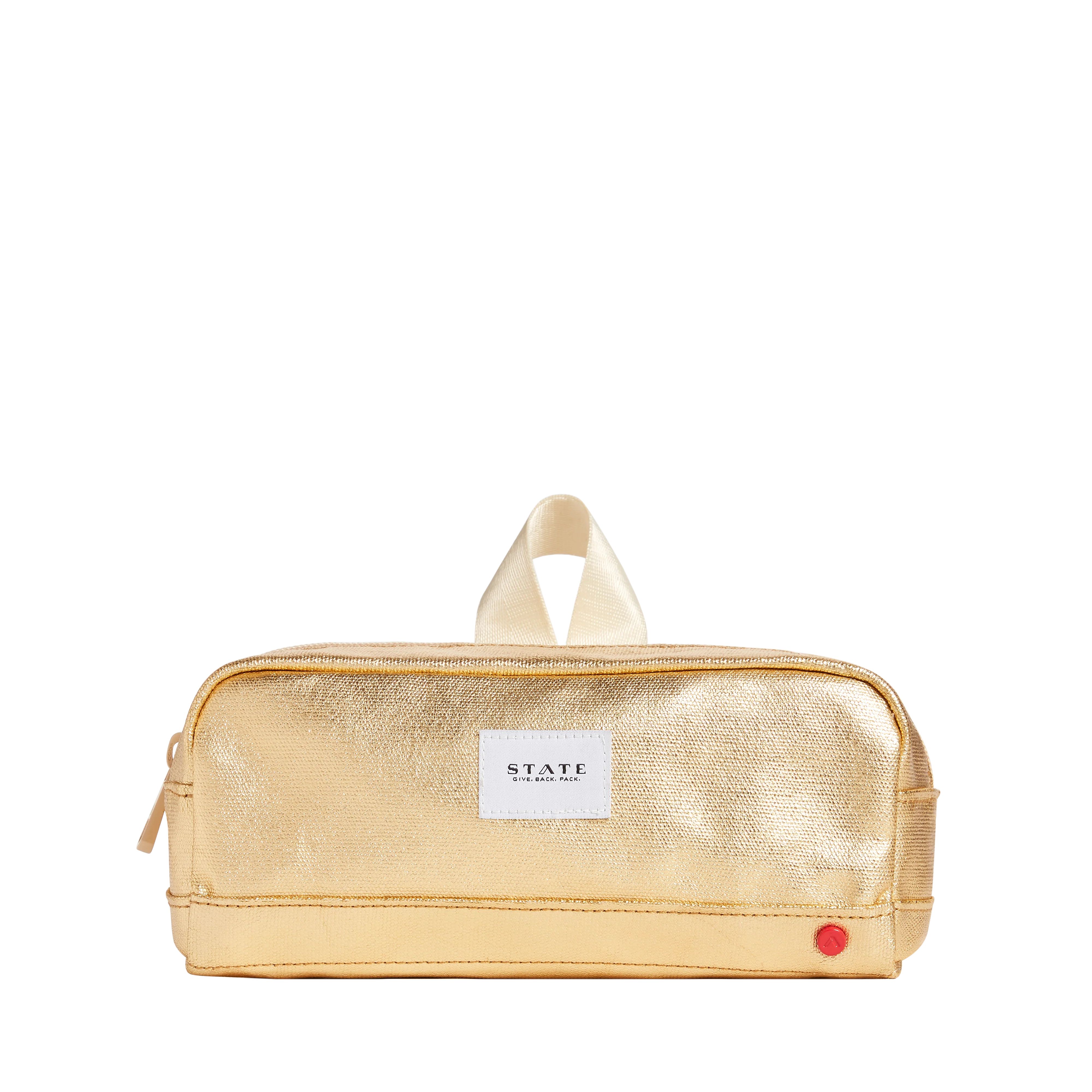 STATE Bags | Clinton Pencil Case Metallic Gold | STATE Bags