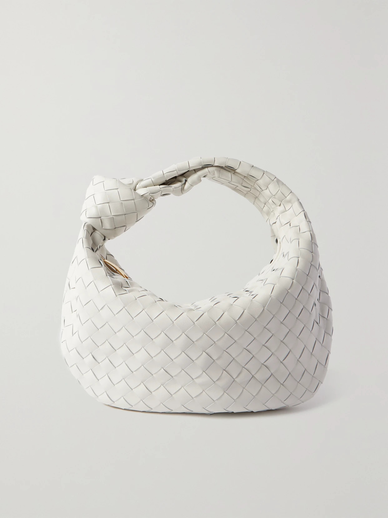 Bottega Veneta - Jodie Teen Knotted Intrecciato Leather Tote - White | NET-A-PORTER (US)