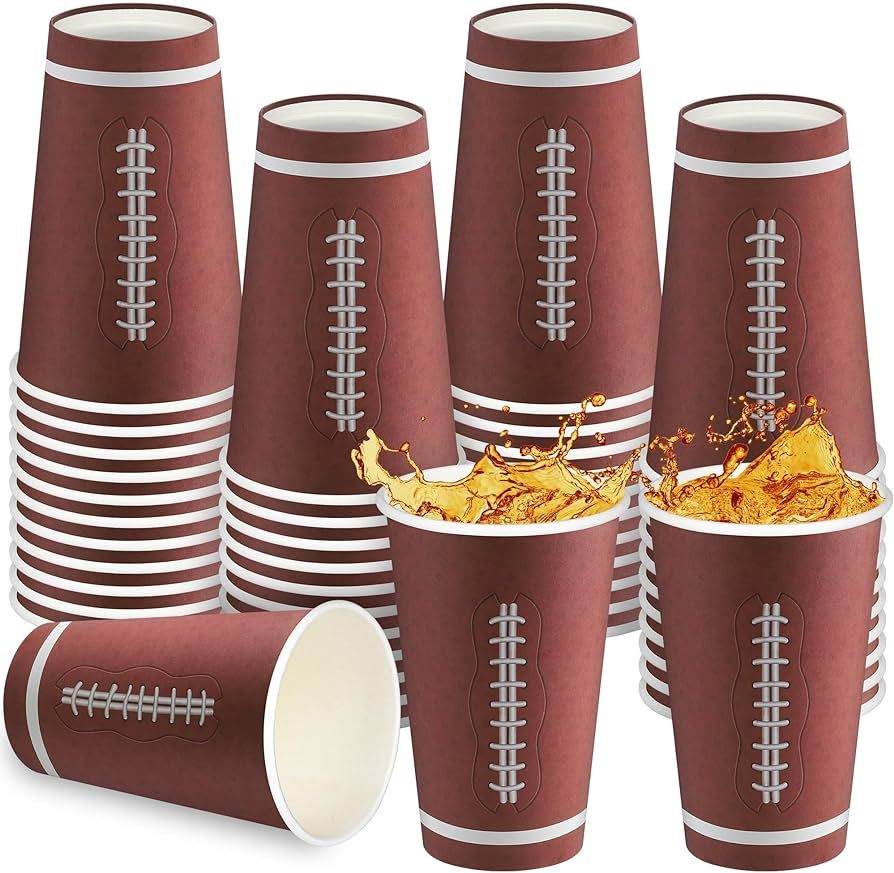 durony 50 Pack 16oz Football Themed Cups Disposable Football Stadium Paper Cups for Cocktail Wate... | Amazon (US)