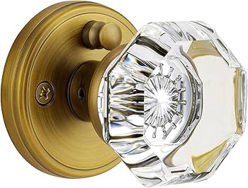 Antique Brass Door Knobs Glass Door Knobs Interior with Lock, Vintage Crystal Privacy Octagon Doo... | Amazon (US)