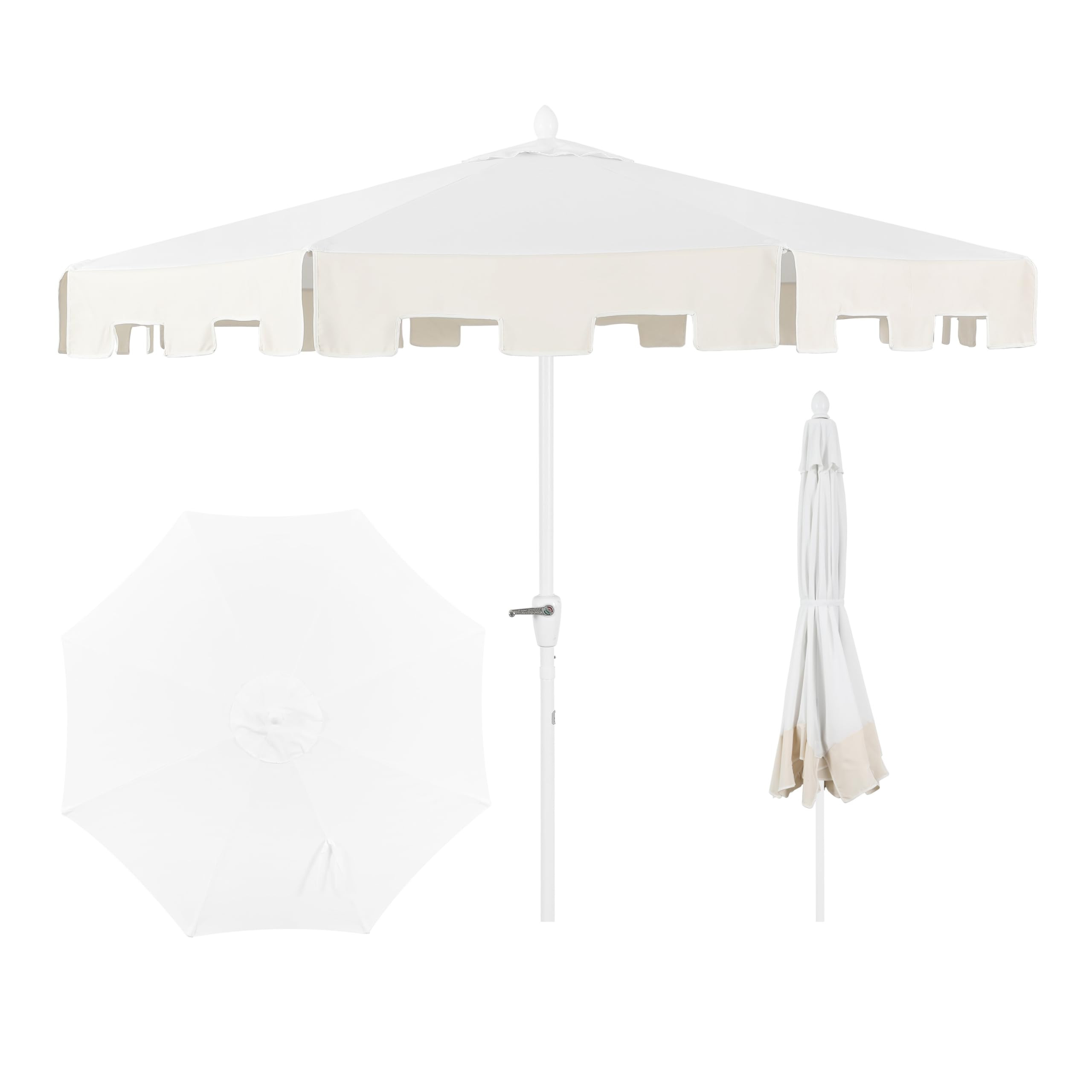 JONATHAN Y UMB1000B Baiona 9 ft. Classic MidCentury Market Patio Umbrella with UV Protection, Aut... | Amazon (US)
