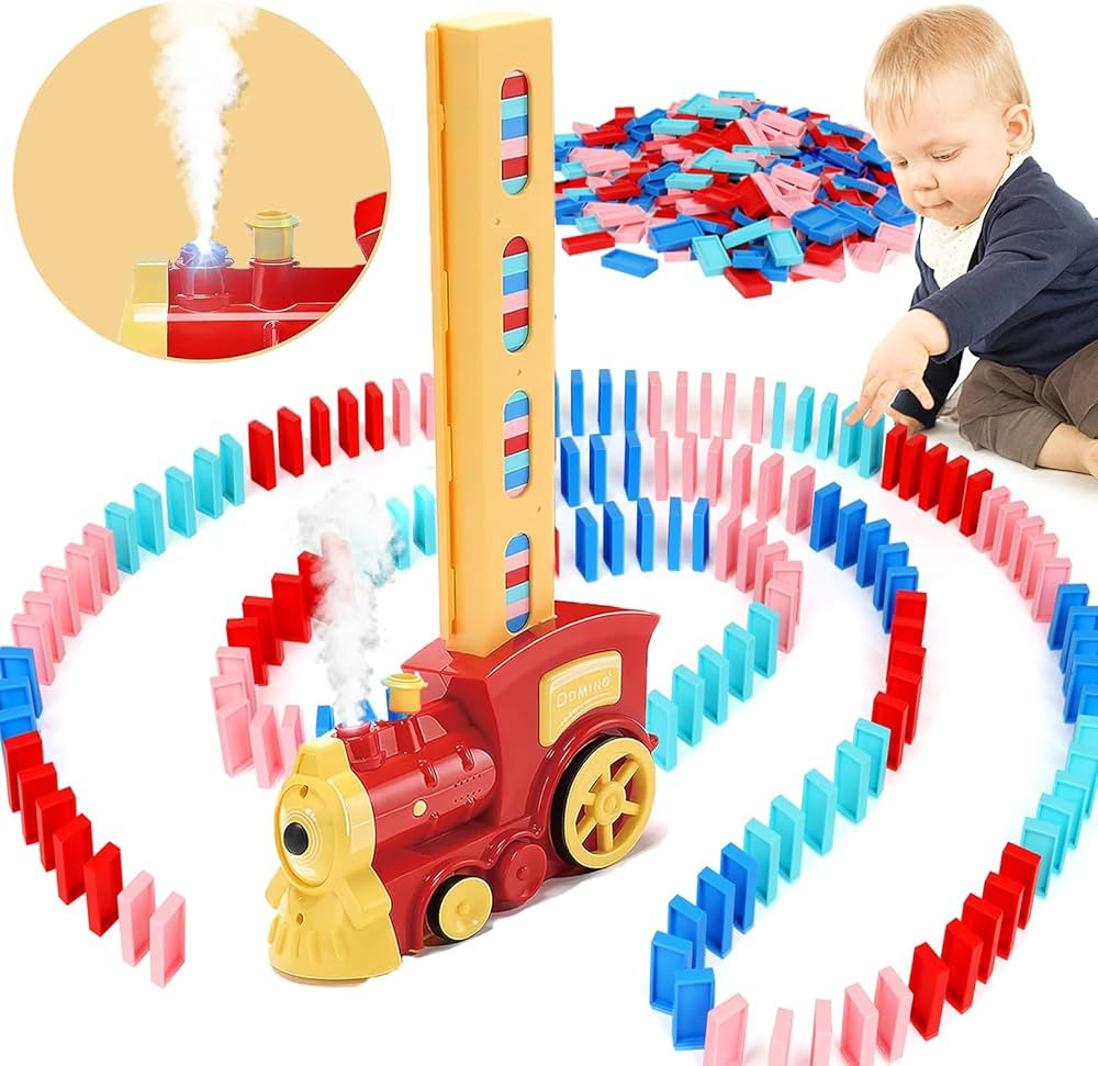 Domino Train Toy with Steam & Music 180PCS Dominoes for Kids Automatic Train Set Stacking Creativ... | Amazon (US)