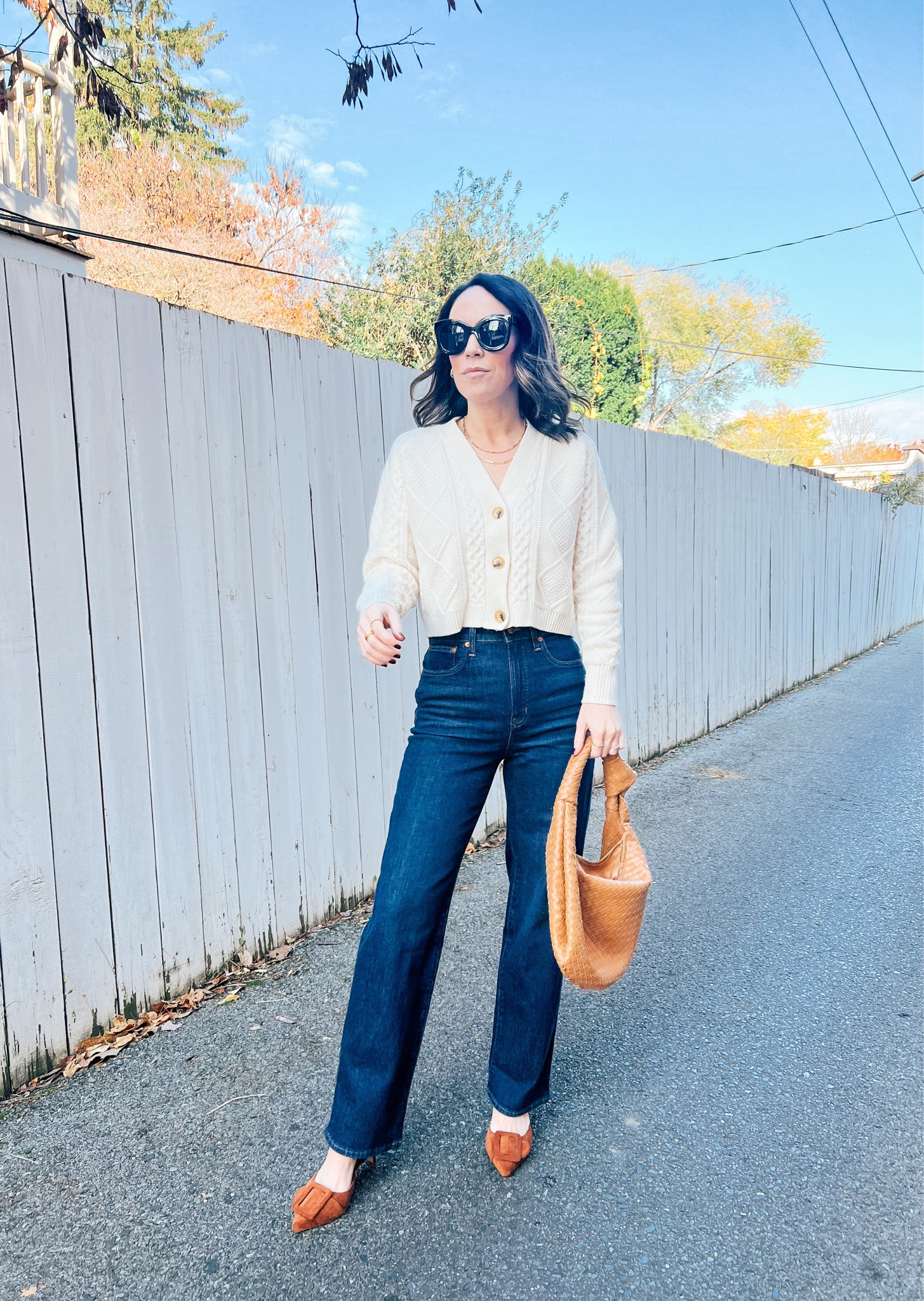 Fall outfits, cropped cardigan and straight leg jeans, suede mules

#LTKfindsunder100 #LTKover40 #LTKstyletip