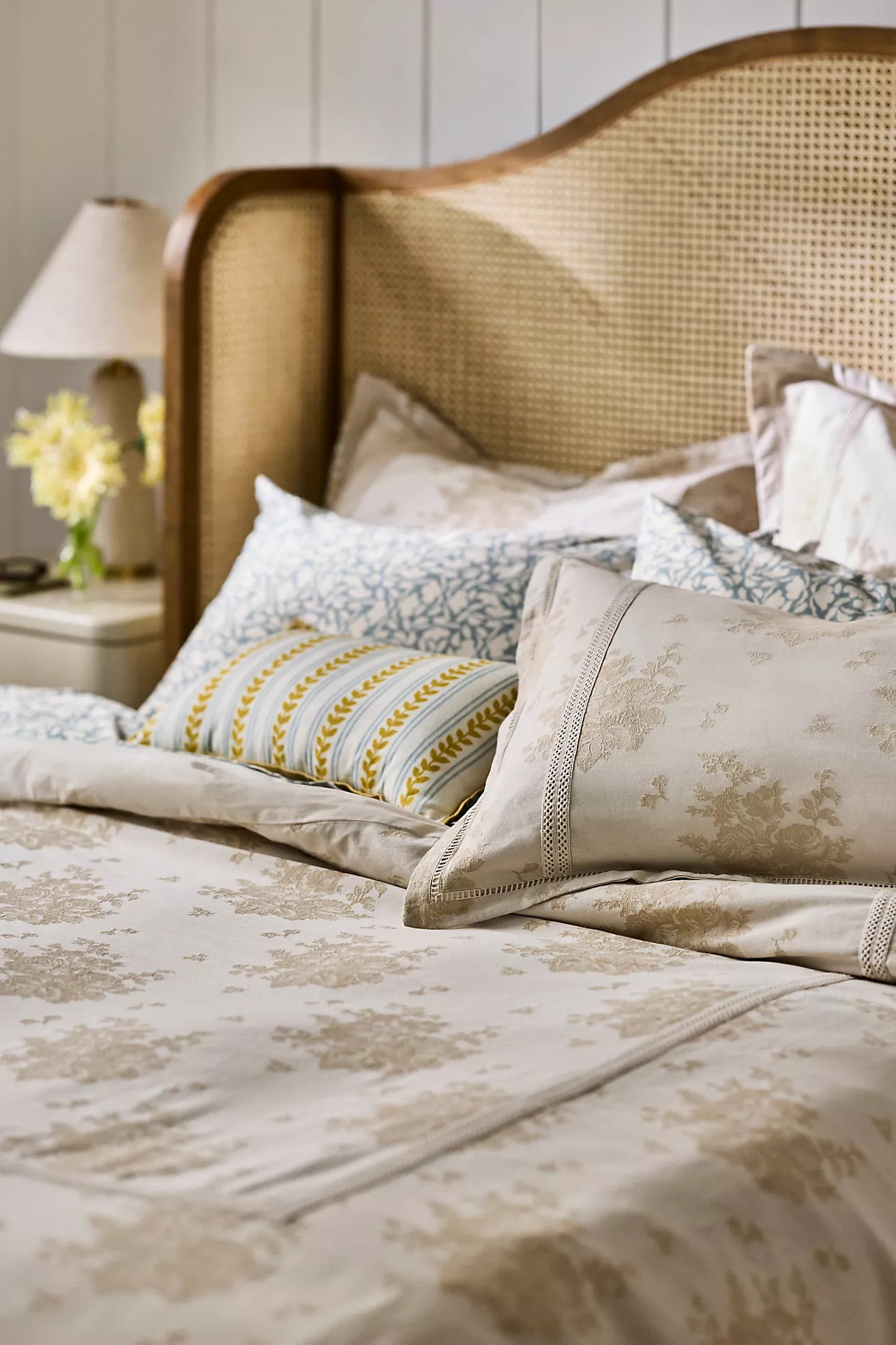 Nadia Cotton Solid Floral Embellished Duvet | Anthropologie (US)