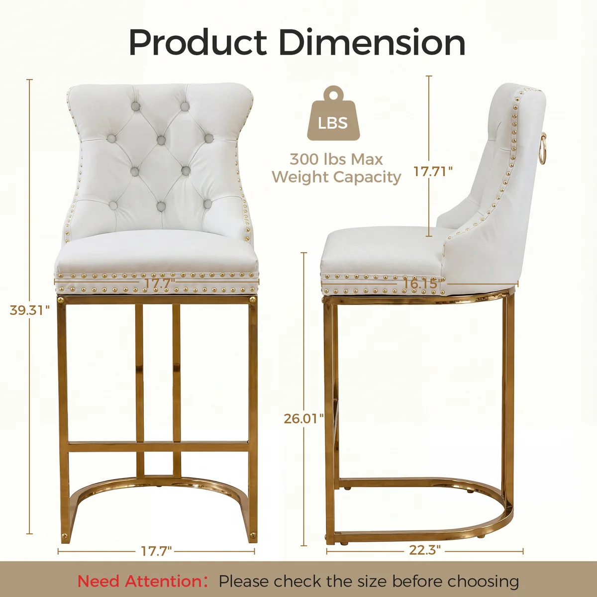 Aldana 26" Modern Faux Leather Counter Height Barstools with Nailhead Trim (Set of 3) | Wayfair North America