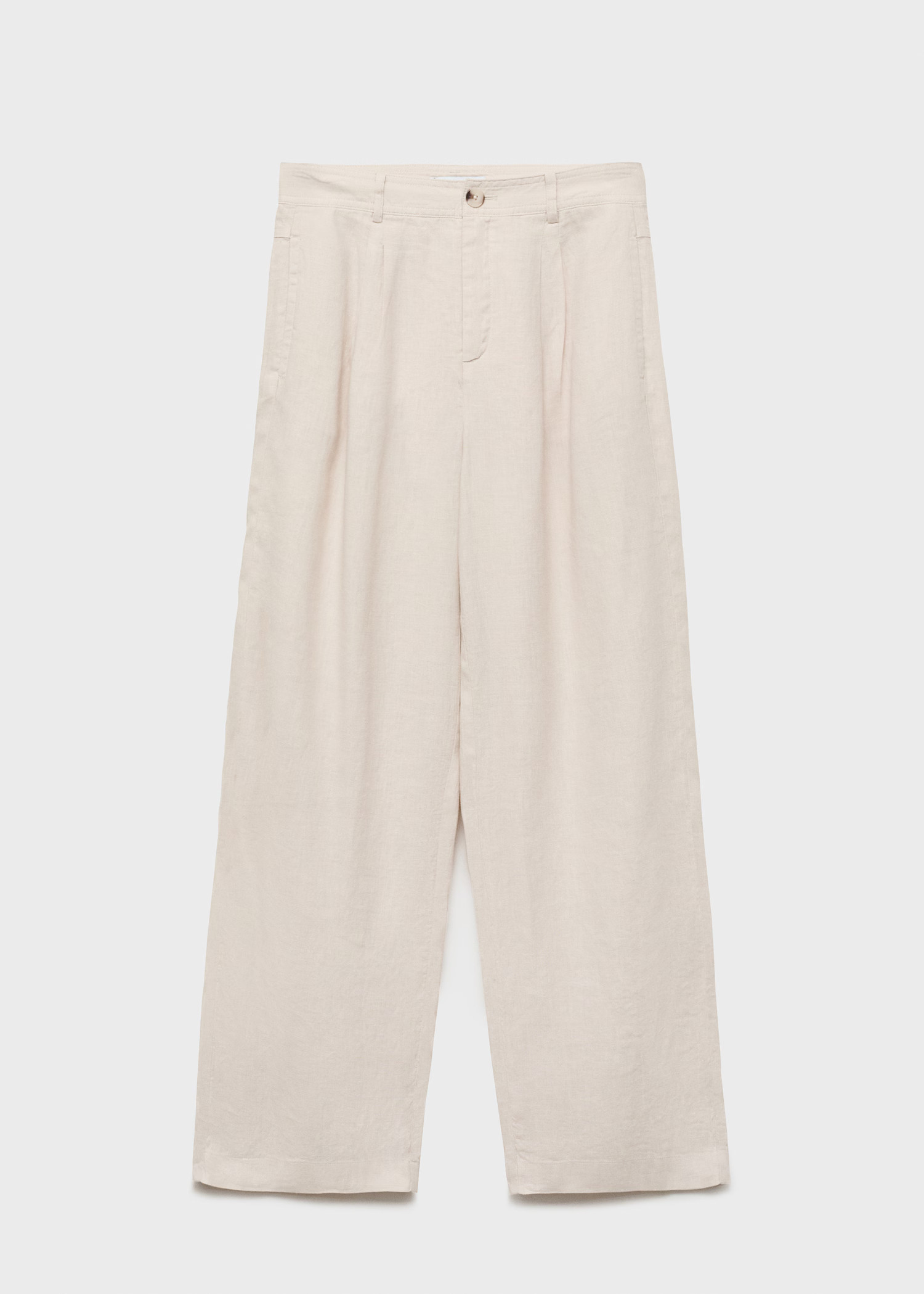 Linen trousers with tortoiseshell button - Women | MANGO United Kingdom | MANGO (UK)