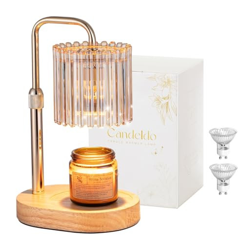 Candeldo Candle Warmer Lamp with Timer: Gold Candle Warming Lamp with 2 Bulbs Height Adjustable Wax Melt Warmer Dimmable Modern Bedroom Decor Gift for Women | Amazon (US)