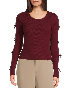Knit Bow Long Sleeve Top | Dillard's