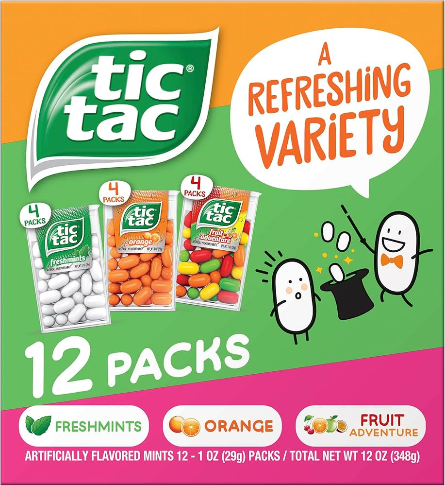 Tic Tac Flavor Variety Pack, Bulk 12 Pack, On-The-Go Refreshment, 1 oz Each | Amazon (US)