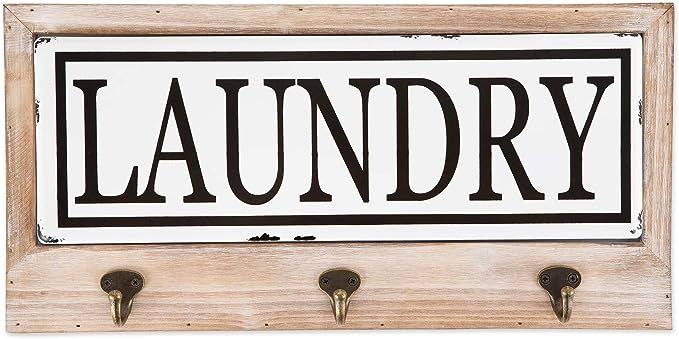 DII Vintage Farmhouse Style Tiled Sign with Hooks, Laundry | Amazon (US)