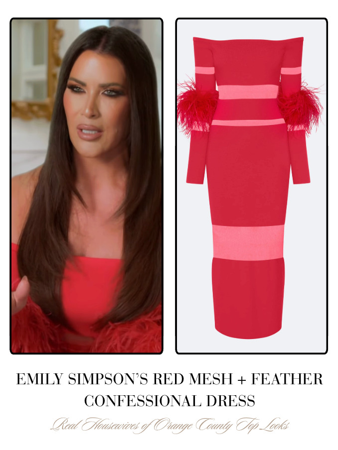 Emily Simpson's Red Off The Shoulder Confessional Look 

 