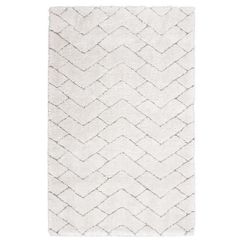 Daxia Modern Classic White Chevron Patterned Shag Rug - 4'x6' | Kathy Kuo Home