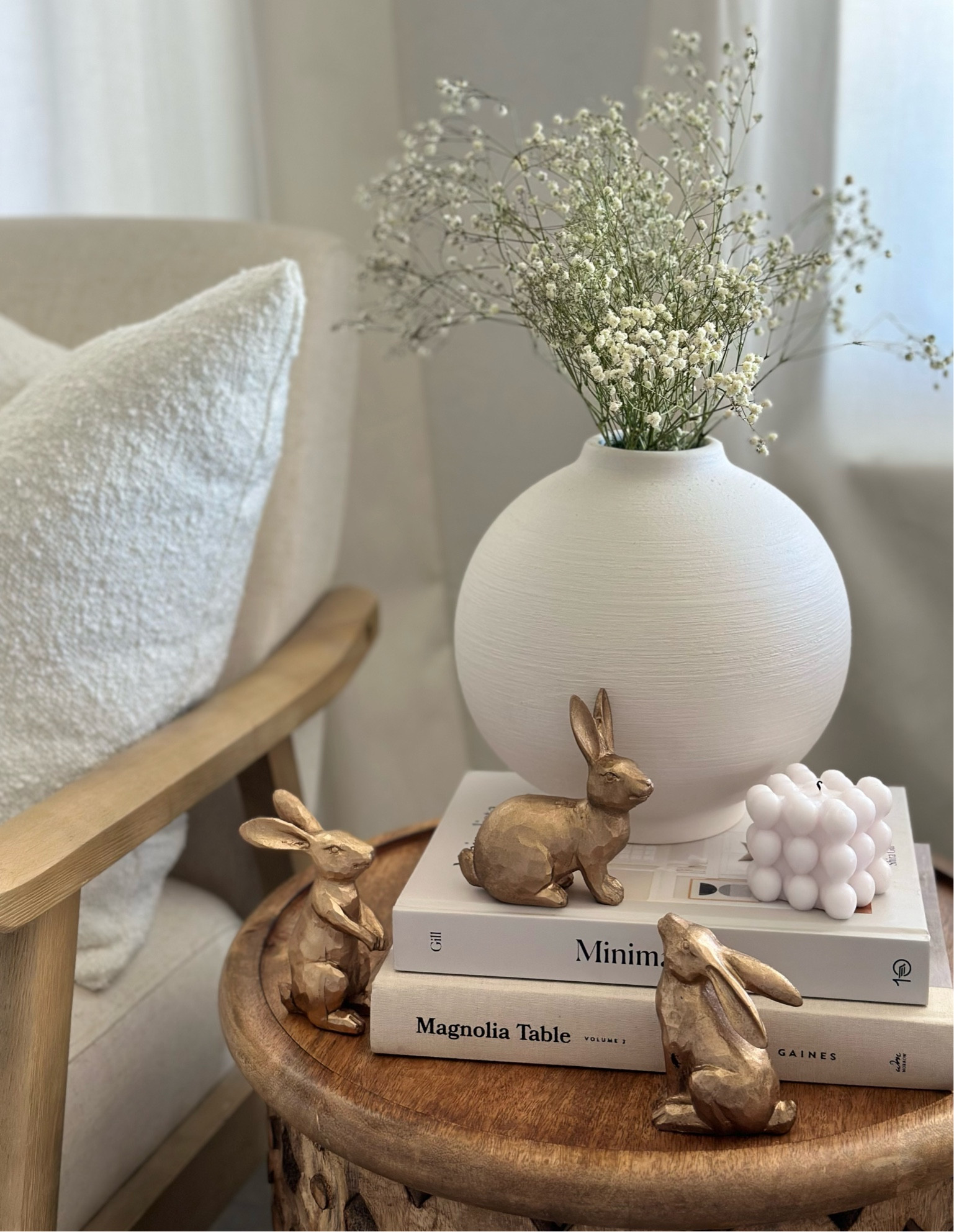 Easter decor spring trends 2024 gold bunnies Amazon finds living room side table inspo neutral minimalist decor 

#LTKSeasonal #LTKfindsunder50 #LTKhome