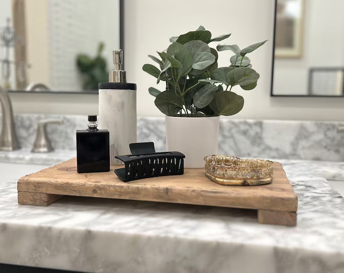 Countertop Tray, Rustic Trivet Riser, Plant Stand, Kitchen Decor Stand, Bathroom Counter Tray, Di... | Etsy (US)