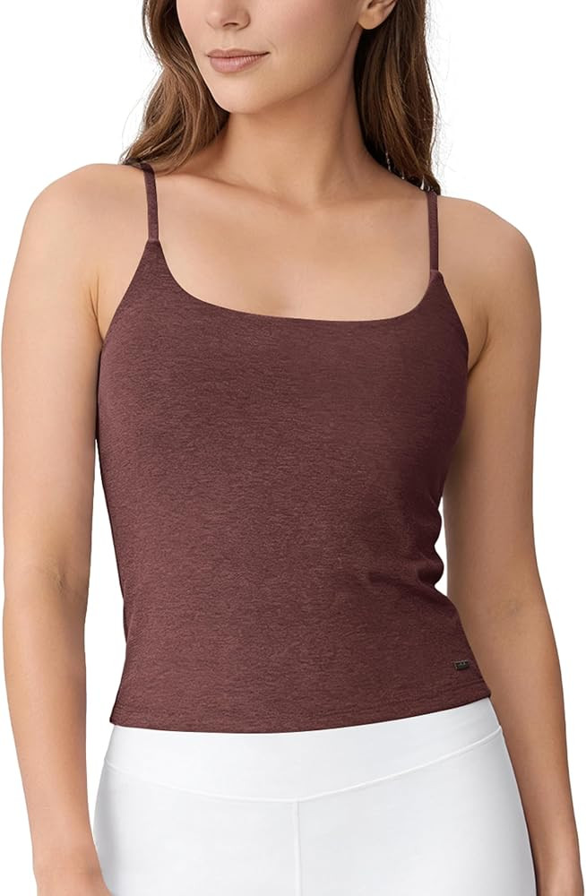 ODODOS Women's Performance Crop Cami Tank with Built-in Bra - Ultra Soft odSTRATUM Tech Spaghetti... | Amazon (US)