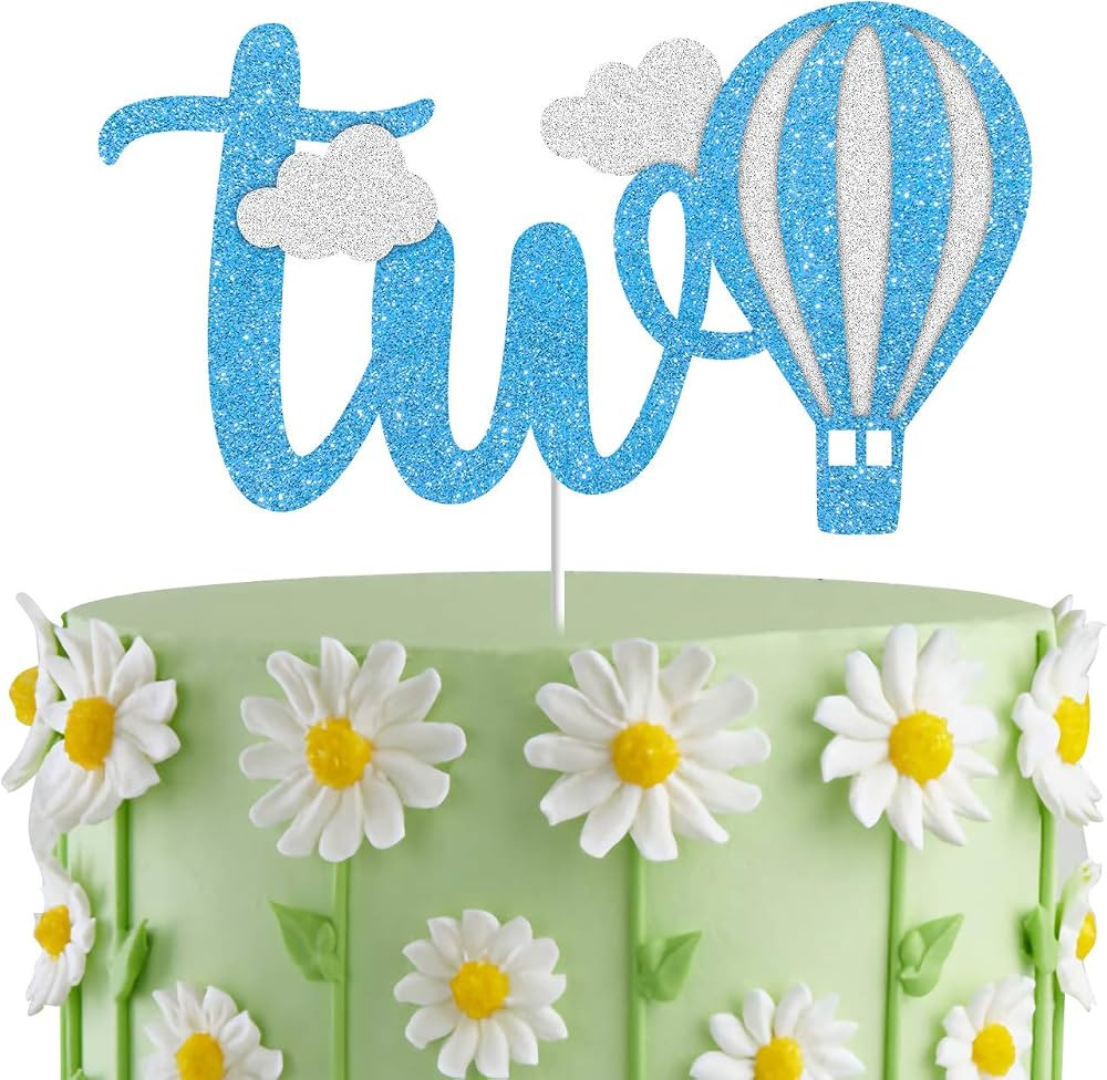 Hot Air Balloon Two Cake Topper, Up Up & Away First Birthday Cake Decor, Cheers to One Year Old C... | Amazon (US)