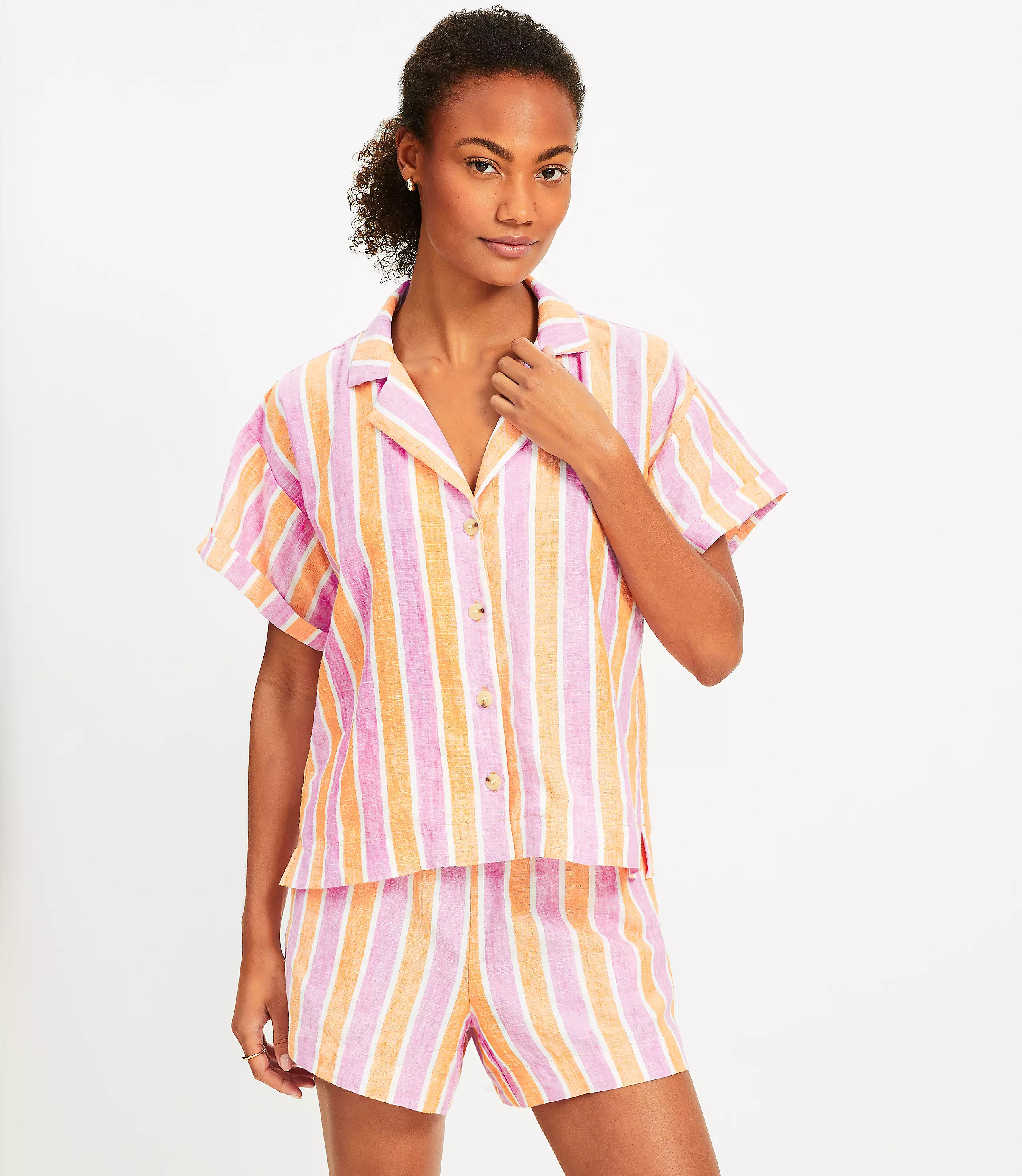 LOFT Beach Striped Linen Shirt | LOFT