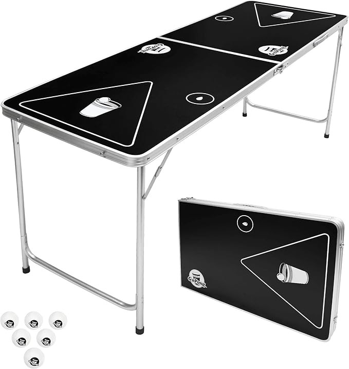 GoPong 6-Foot Portable Folding Beer Pong / Flip Cup Table (6 balls included) | Amazon (US)