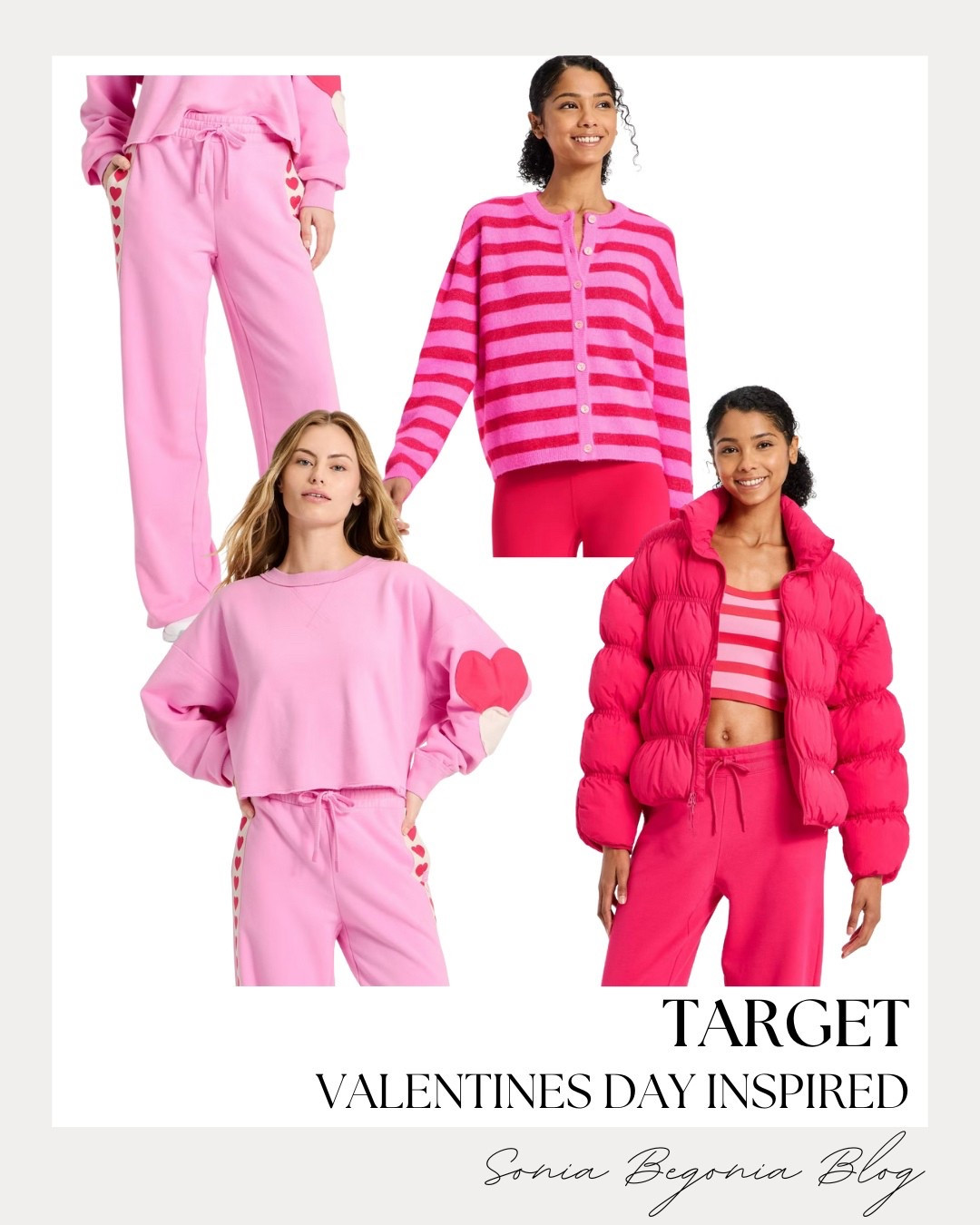 VALENTINES DAY: Pink Knits, Heart Details, & Cozy Layers! 💖

Get ready for the season of love with this perfectly curated collection of budget-friendly finds under $50!

We are obsessed with these sweet and playful pieces: from the light pink cropped sweatshirt and matching joggers featuring adorable heart-patterned side stripes to the bold hot pink striped knit cardigan. Balance the vibrant pinks with cozy, functional layers like the bright fuchsia cropped puffer jacket for an extra pop of color. Finish the look with a feminine touch by pairing these pieces with your favorite everyday staples for a perfectly polished, festive vibe that is ideal for Galentine’s brunch or a cozy night in!

#ValentinesDay
#TargetFinds
#TargetStyle
#PinkOutfits
#HeartPrint
#CozyVibes
#GiftsUnder50
#GalentinesDay
#WinterFashion
#AffordableStyle
#PufferJacket
#LTKHoliday
#ValentinesInspo
#PinkAesthetic
#CasualOOTD


#LTKFindsUnder50 #LTKGiftGuide #LTKootd