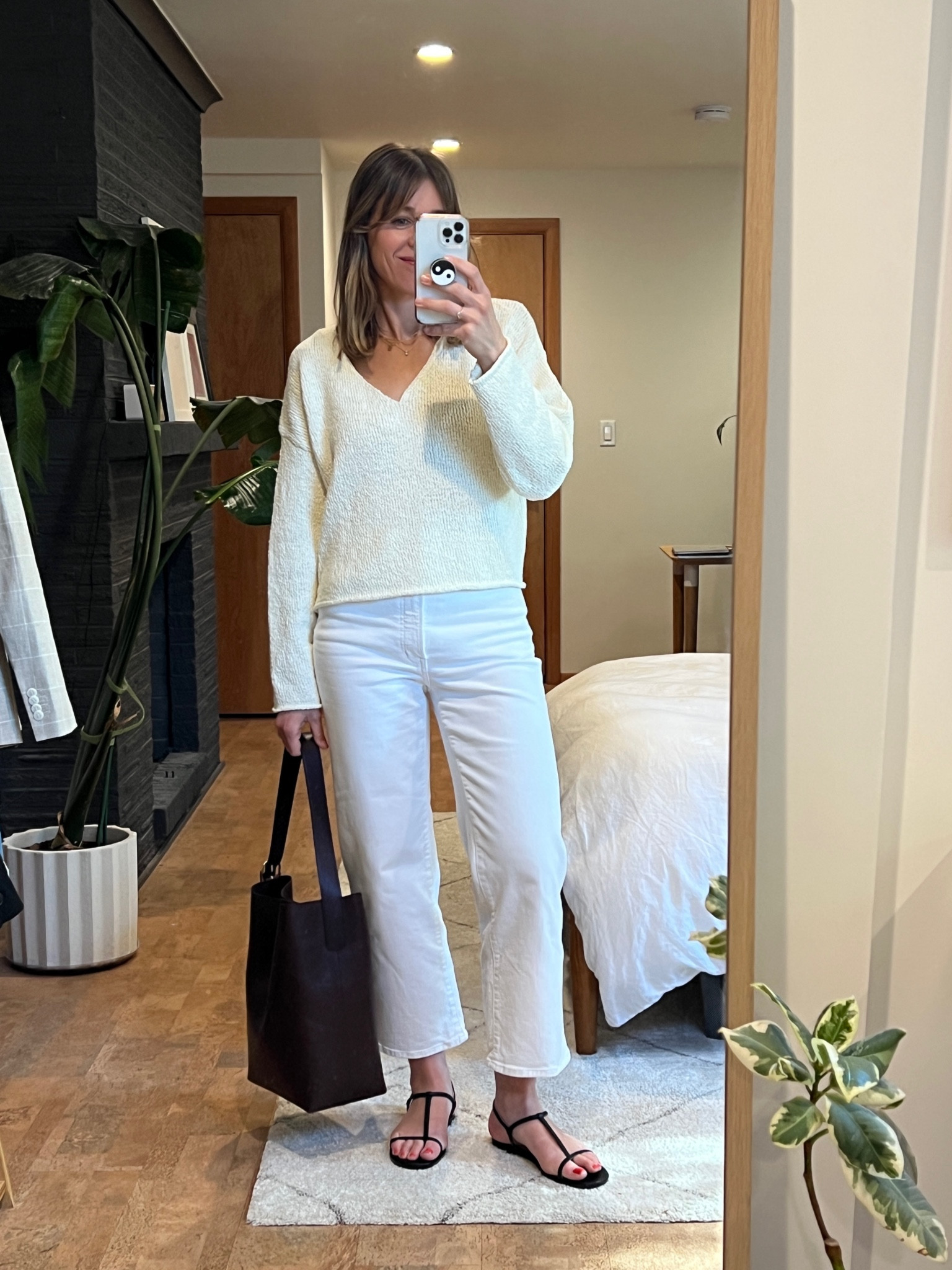 Monochromatic perfection! I love the way these barely-there sandals elevate this outfit.  

(Use code LTK20 to save 20%)

Wearing an M in the sweater! Sandals are TTS. @madewell #madewellpartner #pr

#LTKxMadewell
