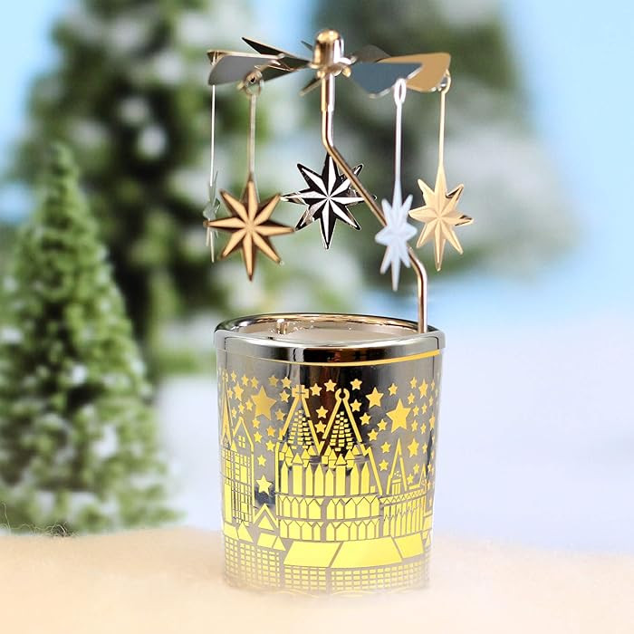 iLajao Candle Carousel Rotary Candle Holder Christmas Carousel Spinning Candleholder Metal Tealig... | Amazon (US)
