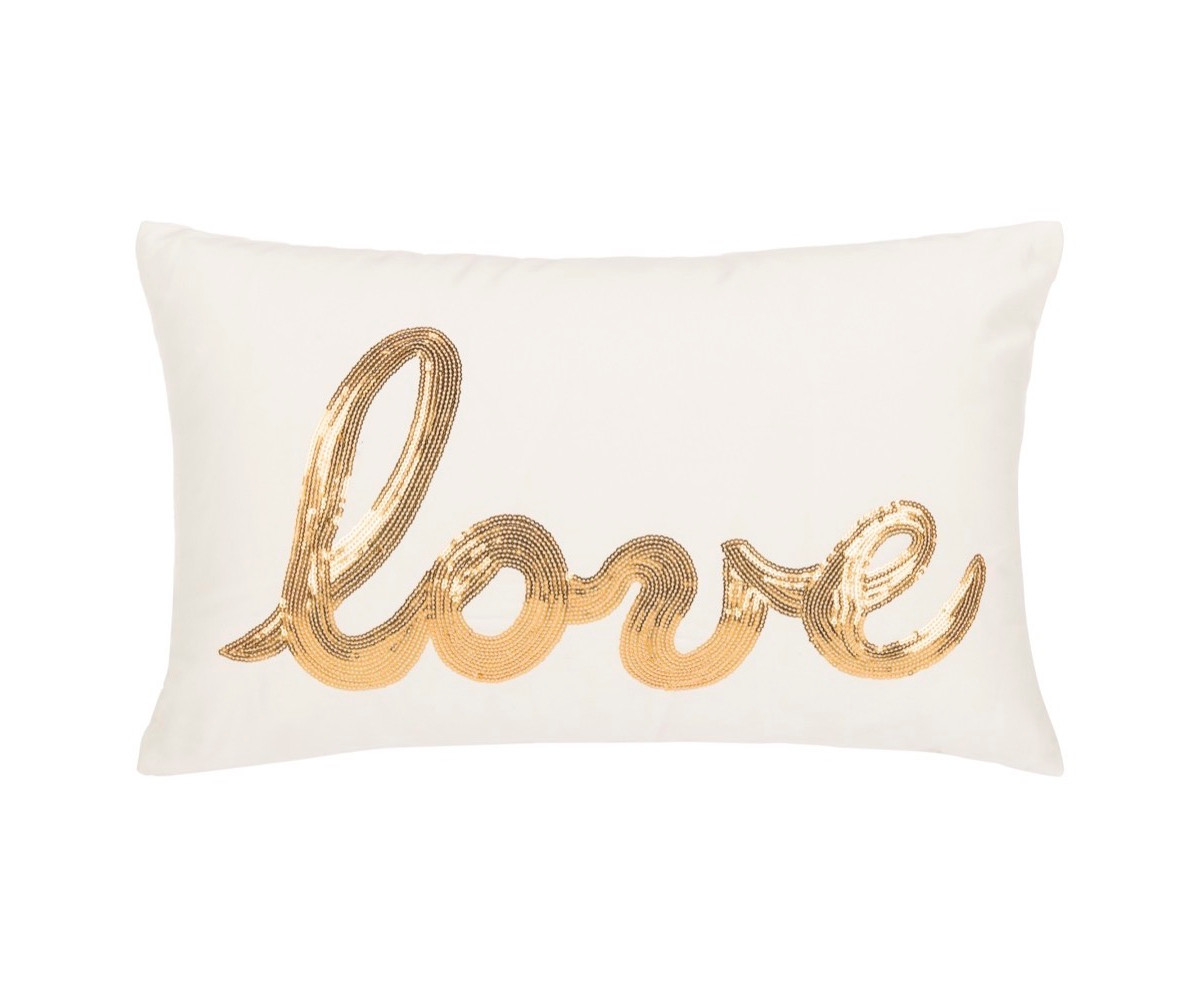 Safavieh First Comes Love 12" x 18" Pillow - Gold/cream | Macy's