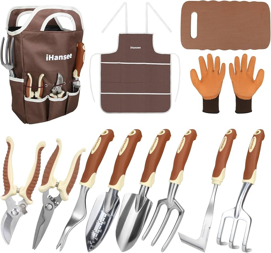 Brown Gardening Tools Set 12-Piece, Heavy Duty Garden Hand Tool Kit with Non-Slip Ergonomic Handl... | Amazon (CA)