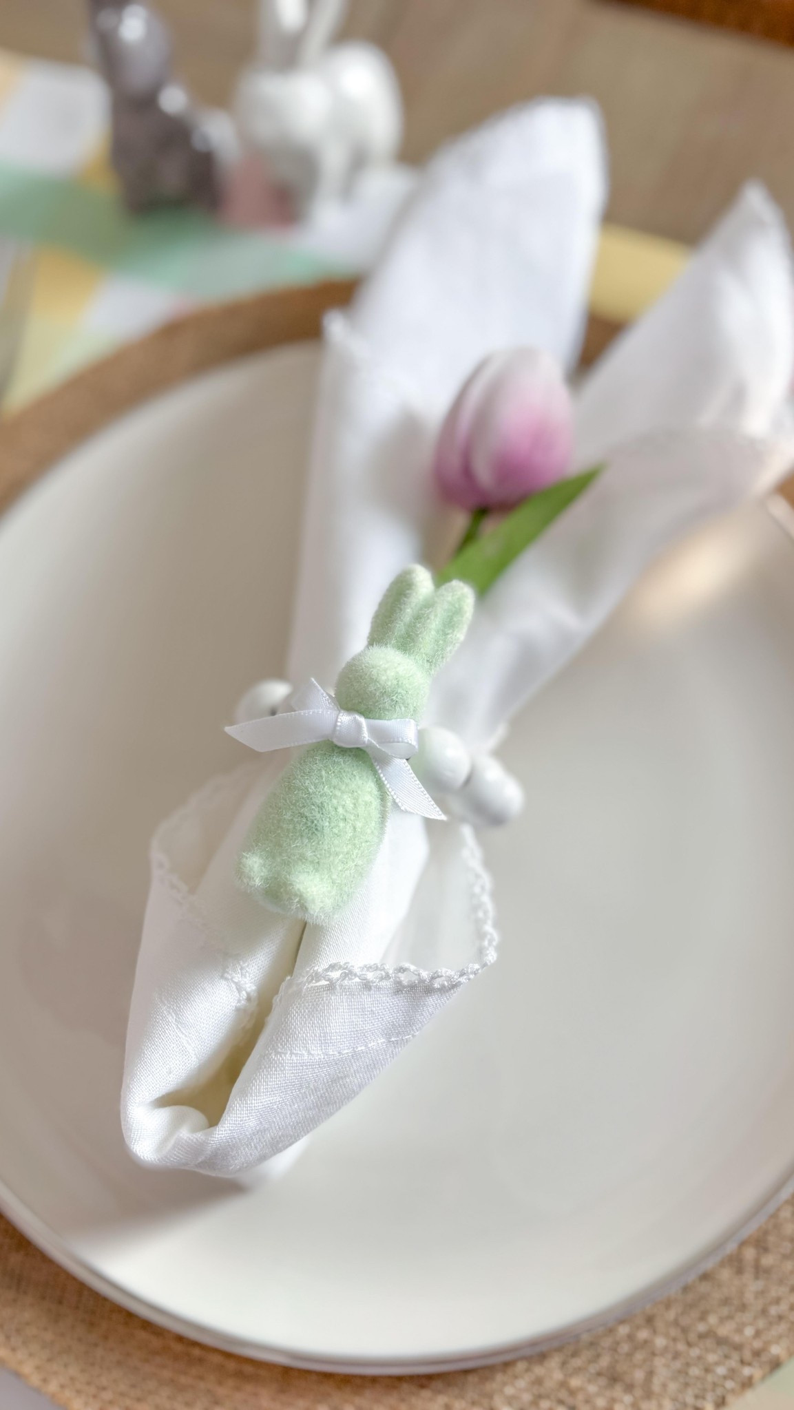 💚 DIY Napkin Rings for Easter Table 💚
These mini flocked bunnies from @michaelsstores are perfect for adding a little extra to your Easter place settings! 
** The napkin rings I used are from Hobby Lobby and can be found on their website **
Just hot glue them to then napkin rings of your choice!
You could even personalize the bows with your guests’ names! There were other color bunnies to choose from too!

#LTKSeasonal #LTKHome