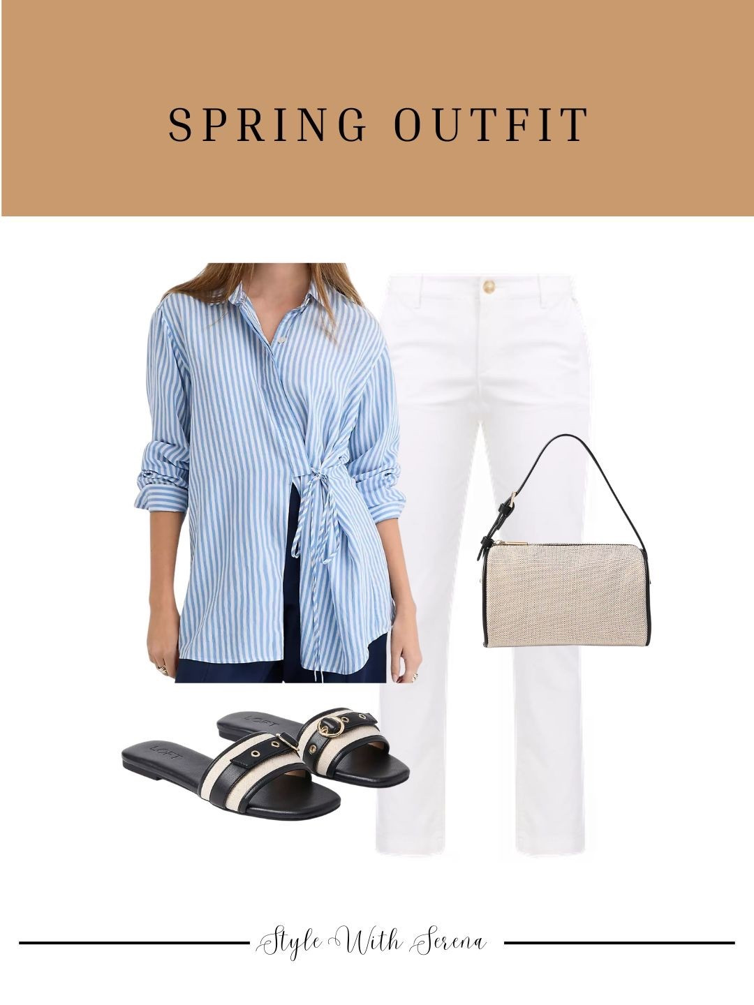 Spring outfit currently on sale! 
•
Striped top, white jeans, white denim, sandals, handbag, spring outfit 

#LTKootd #LTKSaleAlert #LTKSeasonal