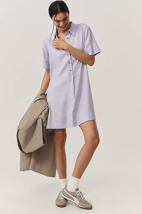 The Pollie Short-Sleeve Swing Tunic Mini Dress: Linen Blend Edition | Anthropologie (US)