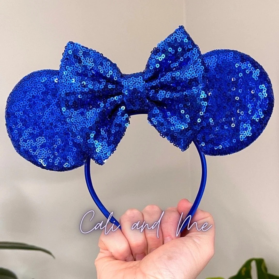 Solid Blue Mouse Ears, Royal Blue Minnie Ears, Royal Blue Mickey Ears, Royal Blue Sequin Minnie M... | Etsy (US)