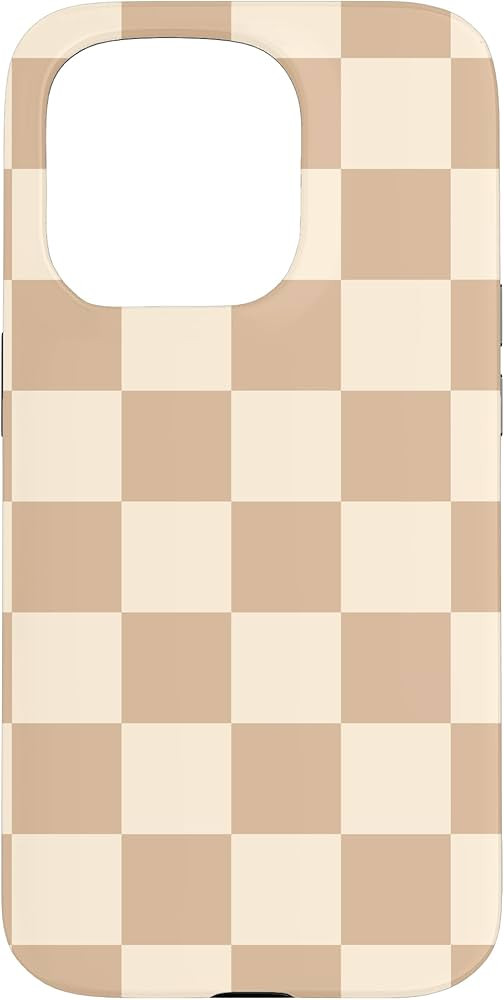 Light Beige Classic Checkered Big Checkerboard Case for iPhone 15 Pro | Amazon (US)