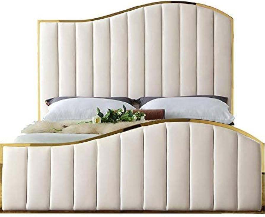 Meridian Furniture Jolie Collection Modern | Contemporary Velvet Upholstered Bed With Channel Tuf... | Amazon (US)