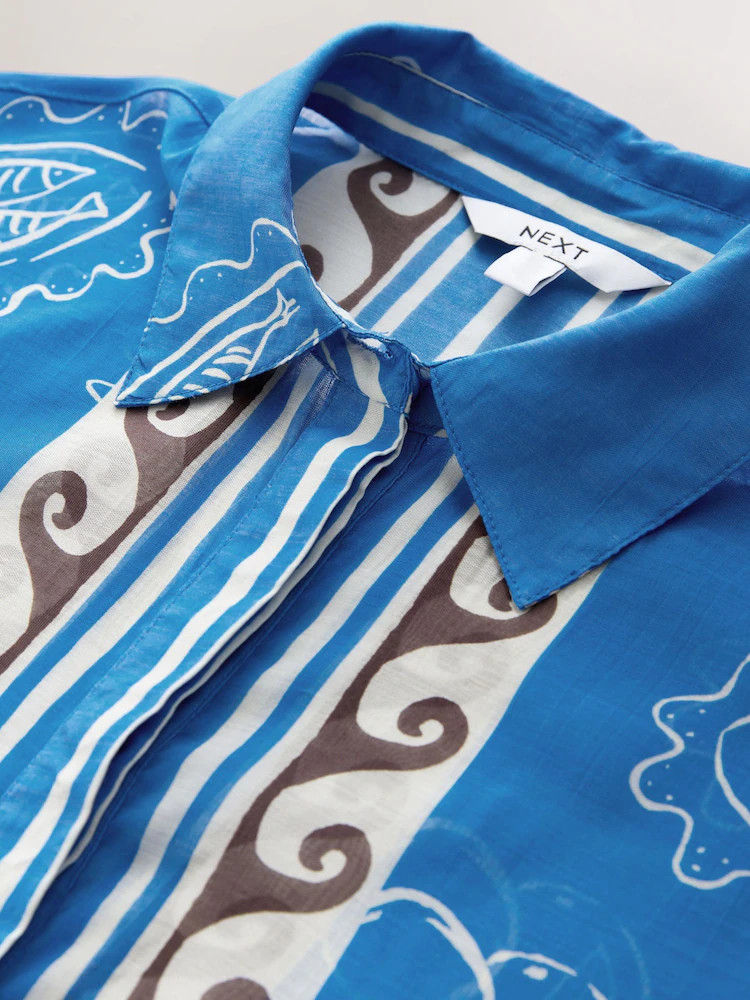 Buy Blue Greek Print Lightweight Short Sleeve Shirt from Next Ireland | Next EU