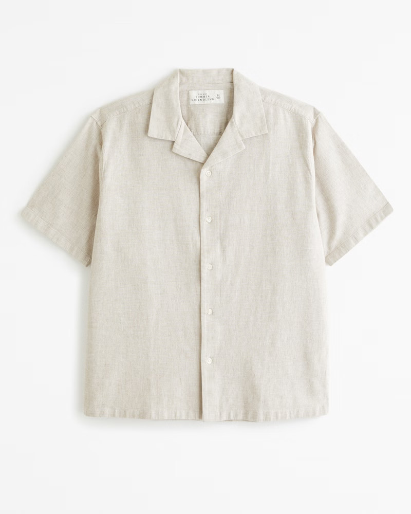 Camp Collar Summer Linen-Blend Shirt | Abercrombie & Fitch (US)