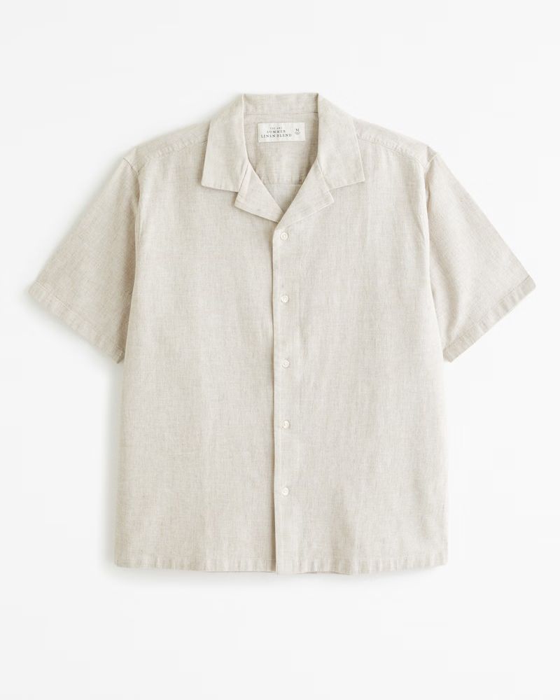 Men's Camp Collar Summer Linen-Blend Shirt | Men's | Abercrombie.com | Abercrombie & Fitch (US)