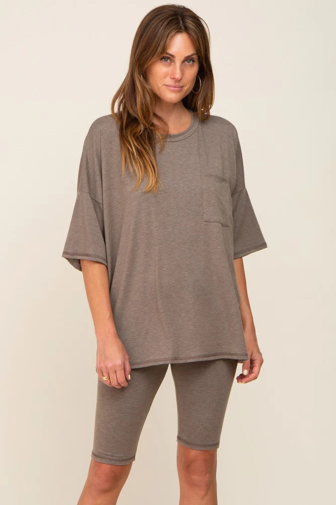 Mocha Biker Short Sleep Set | PinkBlush Maternity