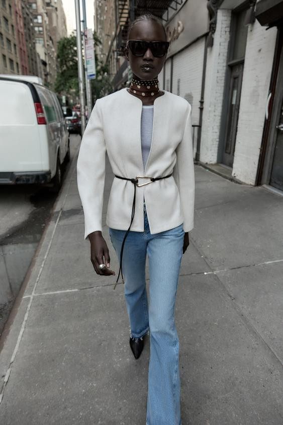 ROUND NECK BELTED BLAZER | Zara US