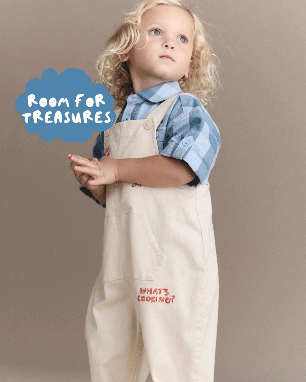 Toddler Let's Eat' Overall with Kanga Pocket - Cream - Otter Avenue | Carter's | Carter's Inc